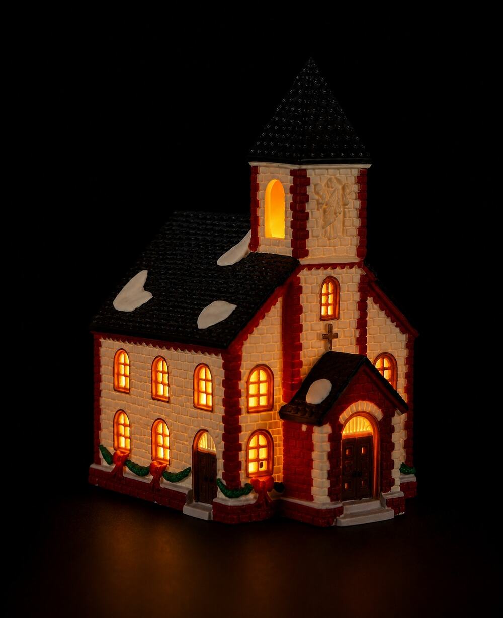 NOMA Dickensville Church 1997 Porcelain Lighted Christmas Village w/ Box